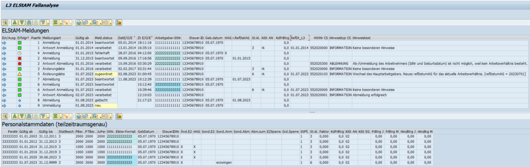 L3 ELStAM Fallanalyse Tool V2 für SAP HCM: Ausgabe